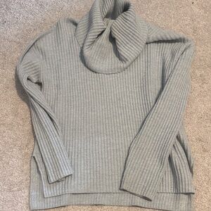 Banana Republic Factory Ribbed Cowl Neck Sweater - Light Gray